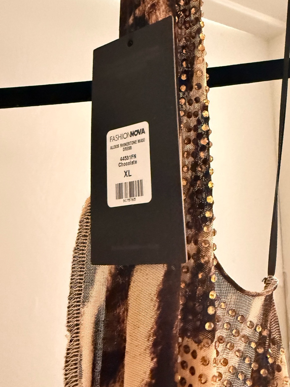 Fashion Nova Alexis Rhinestone Maxi Dress – Chocolate – Size XL - Picture 2 of 2